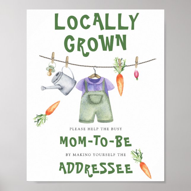 Affiche Baby shower végétal - Aider la future maman occupé (Devant)