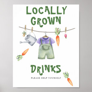Affiche Baby shower végétalien - Boissons, servez-vous