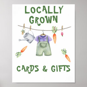 Affiche Baby shower végétalien - cartes et cadeaux