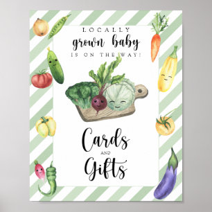 Affiche Baby shower végétalien - cartes et cadeaux