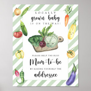 Affiche Baby-shower végétarien - Aider la future maman déb