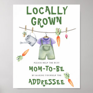 Affiche Baby shower Veggie - Aidez la maman à être occupée