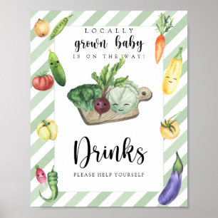 Affiche baby shower veggie - Boissons vous aider