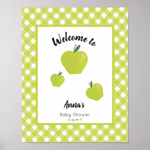 Affiche Baby shower vert pomme bienvenue