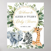 Baby shower vert pour animaux Safari signe de bien