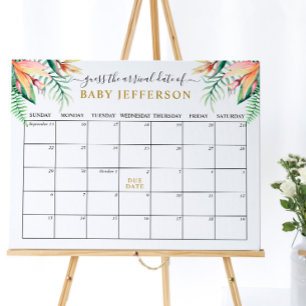 Affiche Baby shower vert tropical Guides Date d'échéance C