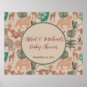 Affiche Baby shower vintage Jungle Safari