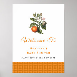 Affiche Baby shower vintage Orange En vichy Citrus