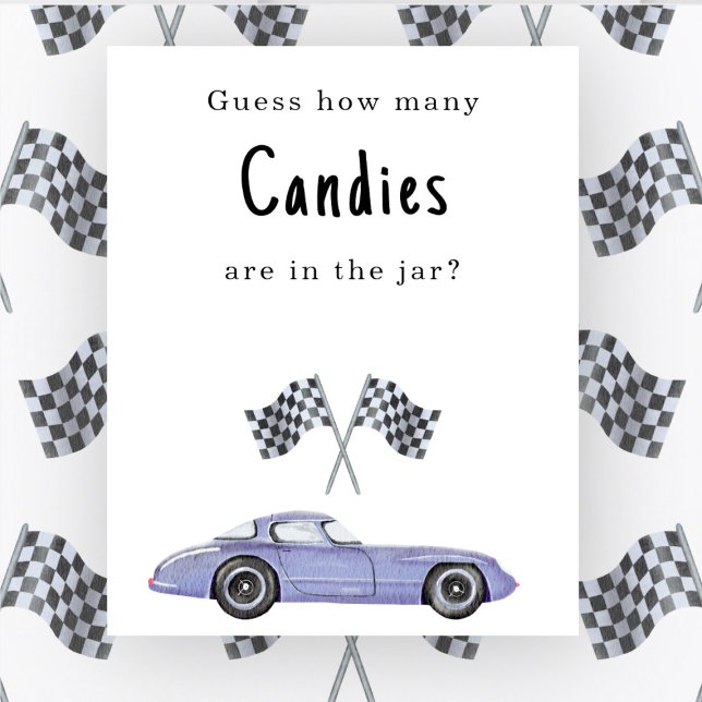 Affiche Baby shower voiture jeu devinez combien de bonbons (Créateur téléchargé)
