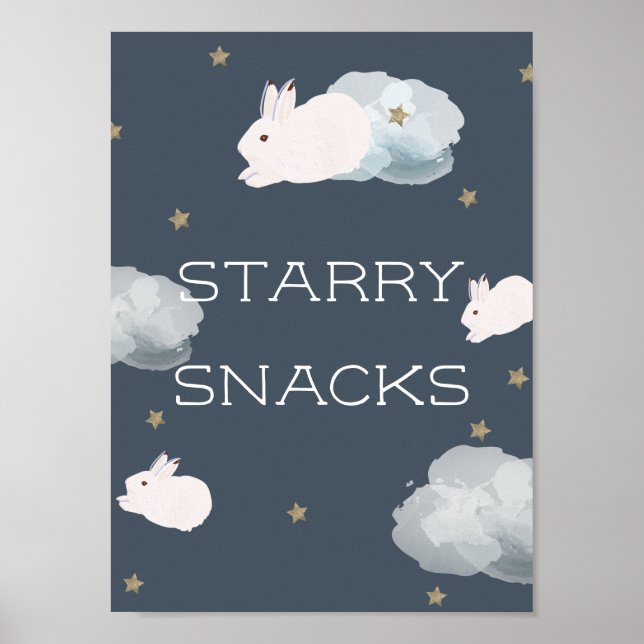Affiche Baby shower Volant Bunny Starry Snacks (Devant)