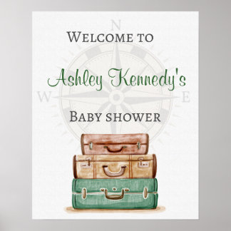 Affiche Baby shower voyage thème fête signe de bienvenue