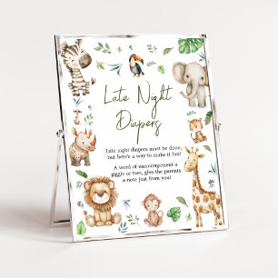 Affiche Baby shower Wild One Safari Late Night Diapers