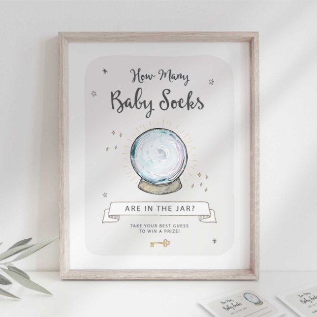 Affiche Baby Shower Wizard Combien de chaussettes y a-t-il (Créateur téléchargé)