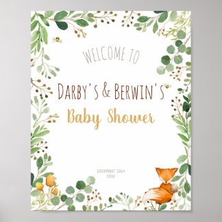Affiche Baby shower Woodland
