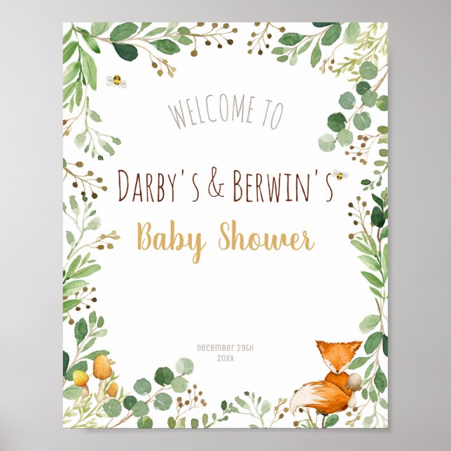 Affiche Baby shower Woodland (Devant)