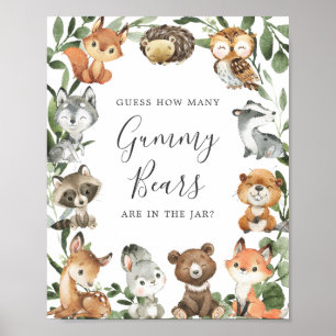 Affiche Baby shower Woodland Devine Combien D'Ours De Gumm