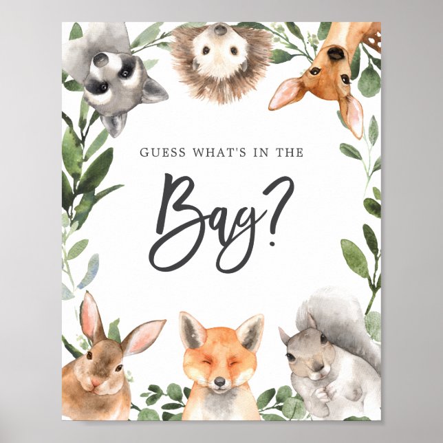 Affiche Baby shower Woodland Devinez ce qui se passe dans  (Devant)