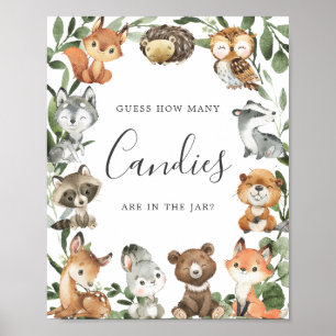 Affiche Baby shower Woodland Devinez combien de bonbons