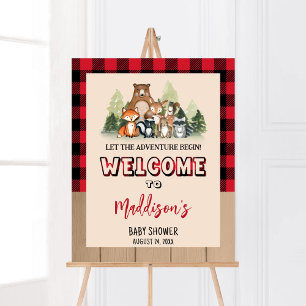 Affiche Baby shower Woodland Lumberjack Bienvenue