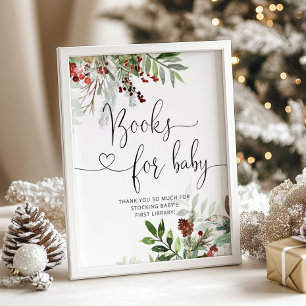 Affiche Baby showers à feuillage persistant de Noël Livres