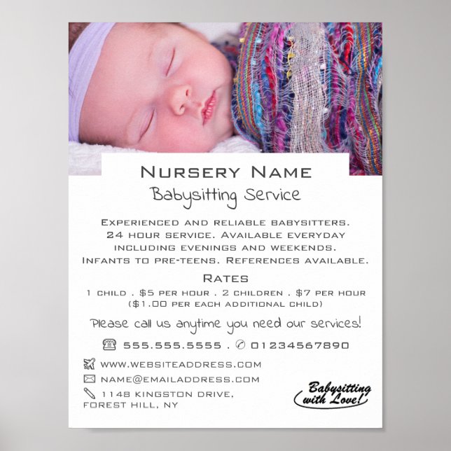 Affiche Baby Sleeping Baby sitting, Garderie, Nourriture A (Devant)
