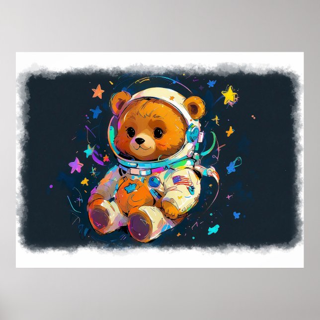 Affiche Baby Teddy Bear Rêve d'être un astronaute (Devant)