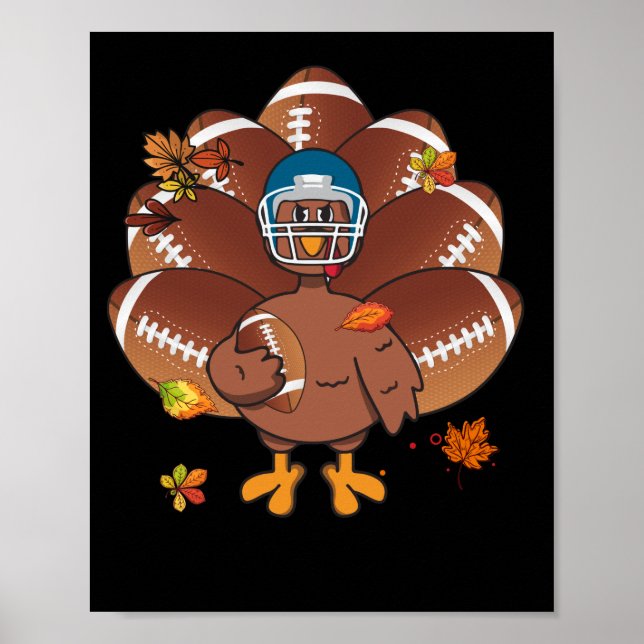 Affiche Baby Turquie et balle de football Sport Thanksgivi