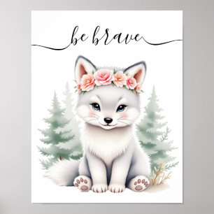 Affiche Baby Wolf Woodland Nursery Bravoure Affirmation