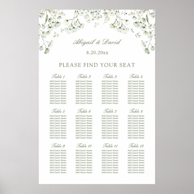 Affiche Baby's Breath Wedding Seating Chart (Devant)