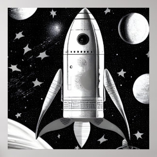 Affiche Bac à roquettes B&W Retro
