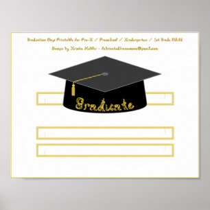 Affiche Bac de diplôme Casquette de papier noir