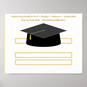 Affiche Bac de diplôme Casquette papier noir