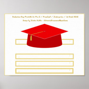Affiche Bac de diplôme Casquette papier rouge imprimable