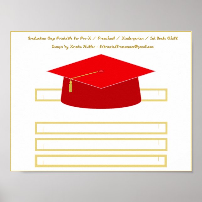 Affiche Bac de diplôme Casquette papier rouge imprimable (Devant)