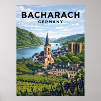 Affiche Bacharach Germany Vintage Travel
