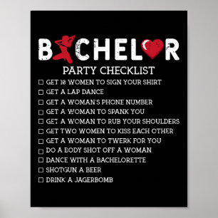 Affiche Bachelor Supplies Party Checklist Groom Groomsmen