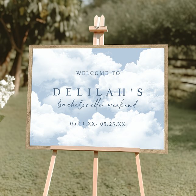 Affiche Bachelorette bleu clair "On Cloud Nine" Bienvenue (Créateur téléchargé)