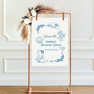 Affiche Bachelorette Bleue Coastal Cowgirl