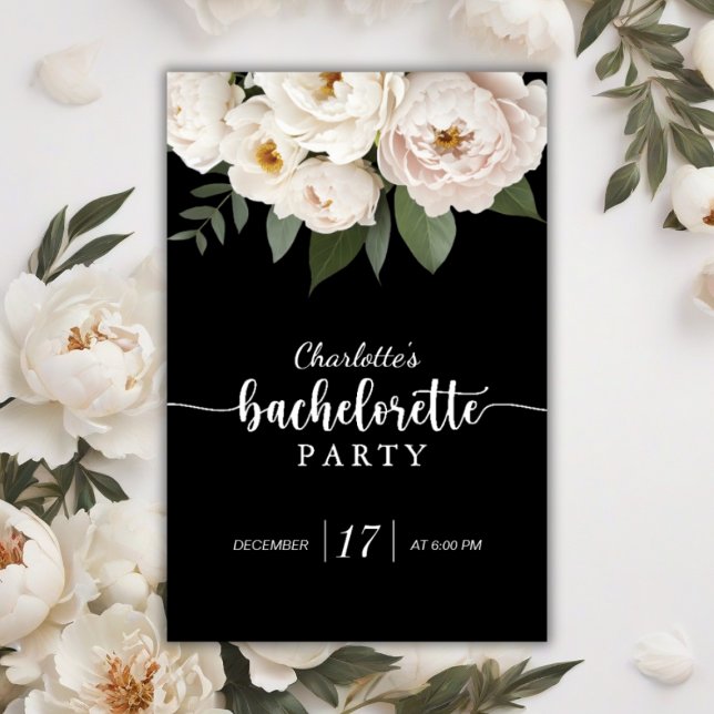 Affiche Bachelorette Florale Noire Et Blanc (Créateur téléchargé)