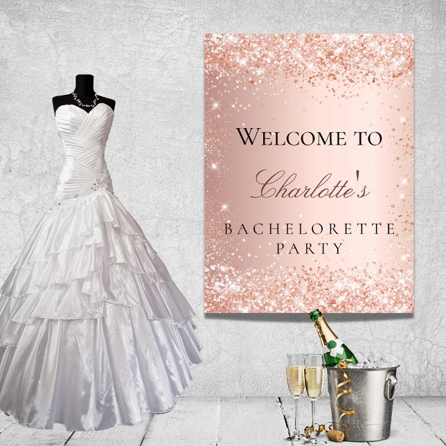 Affiche Bachelorette party rose gold blush glitter welcome (Créateur téléchargé)