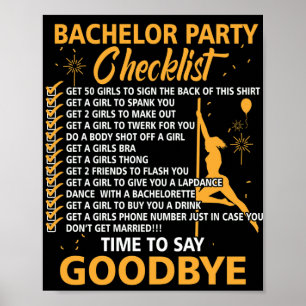 Affiche Bachelors Party Checklist Stag Do Party