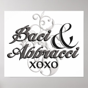 Affiche Baci et Abbracci - étreintes et baisers - XOXO