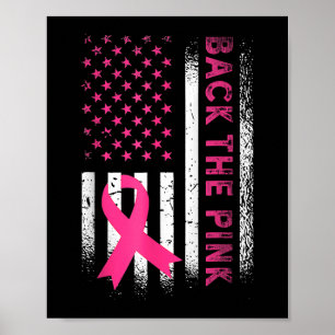 Affiche Back The Pink Ribbon American Flag Breast Cancer A