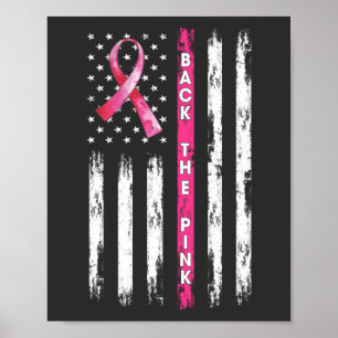 Affiche Back The Pink Ribbon Flag Breast Cancer Awareness 