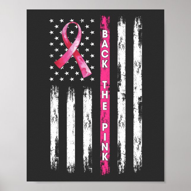 Affiche Back The Pink Ribbon Flag Breast Cancer Awareness  (Devant)