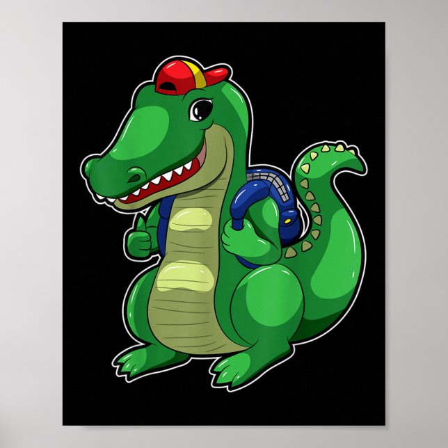 Affiche Back To School Cute Crocodile Funny Croc Backpack  (Devant)