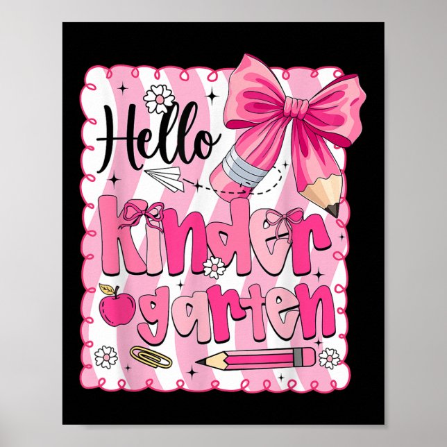 Affiche Back To School Kindergarten Coquette Pencil Bow Gi (Devant)