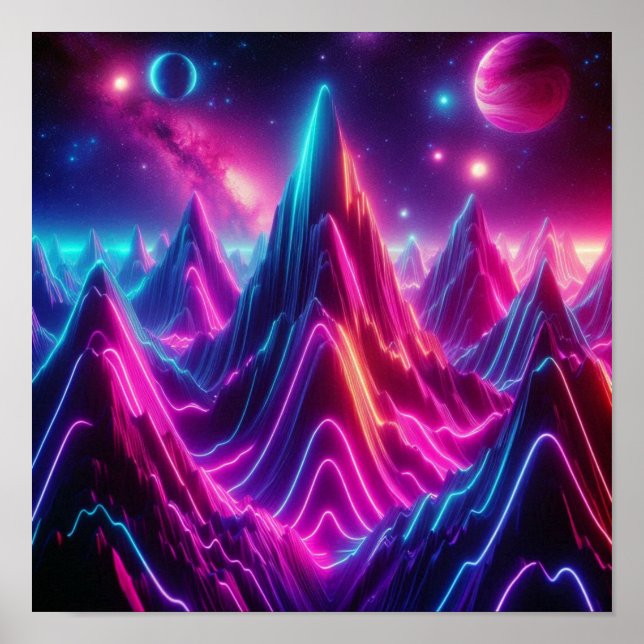 Affiche Back to School Neon Cosmic Mountain View (Devant)