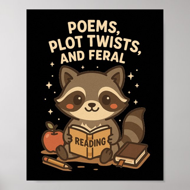 Affiche Back To School Reading Teacher Raccoon Poem Plot T (Devant)