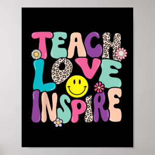 Affiche Back to School Teach Love Inspire Retro Teachers